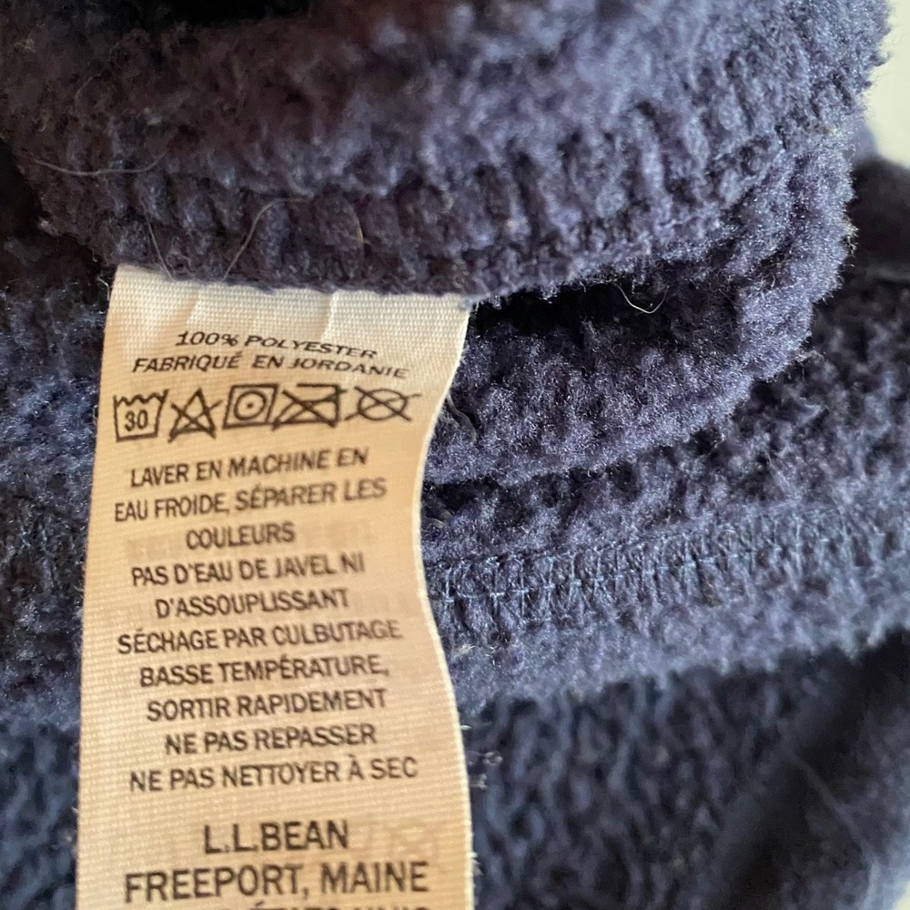L.L. Bean Men's Sweater Fleece Full Zip Jacket Navy Blue Large Colby College - Picture 8 of 9